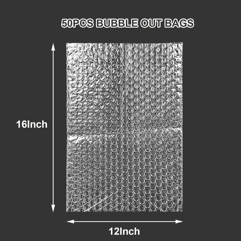 XHMAXE 50Pcs Bubble Pouche Wrap, 12”x16” Bubble Bags for Shopping, Double Wall Bubble Cushioning Wrap Bags for Mailing Packing, Moving and Storage Fragile China Dishes Electronic Item - Image 2